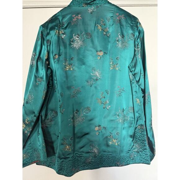 Peony Brand Retro Vintage Green red reversible 70’s 80’s. silk jacket Size 38 - Picture 6 of 14